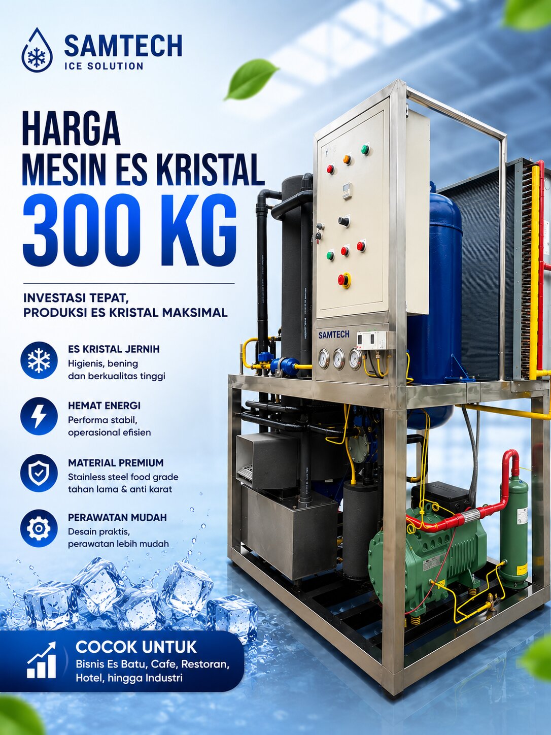 Harga Mesin Es Kristal 300 Kg SAMTECH ST 300 Terbaru