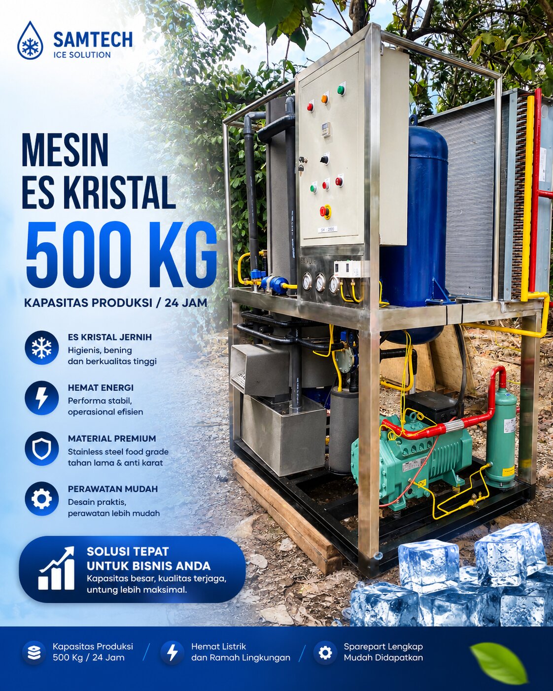 Harga Mesin Es Kristal 500 Kg Terbaru 2026 – Solusi Tepat untuk Bisnis Es Kristal Skala Menengah