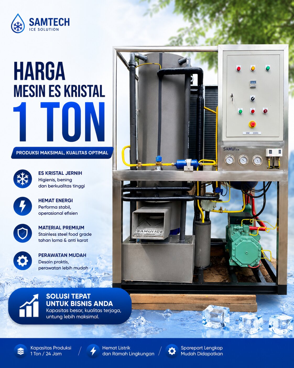 Harga Mesin Es Kristal 1 Ton Terbaru – Investasi Tepat untuk Bisnis Es Batu Kristal