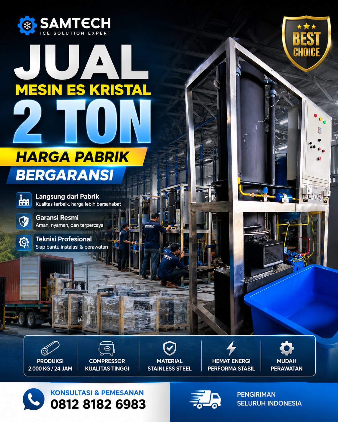 Jual Mesin Es Kristal 2 Ton Harga Pabrik Bergaransi