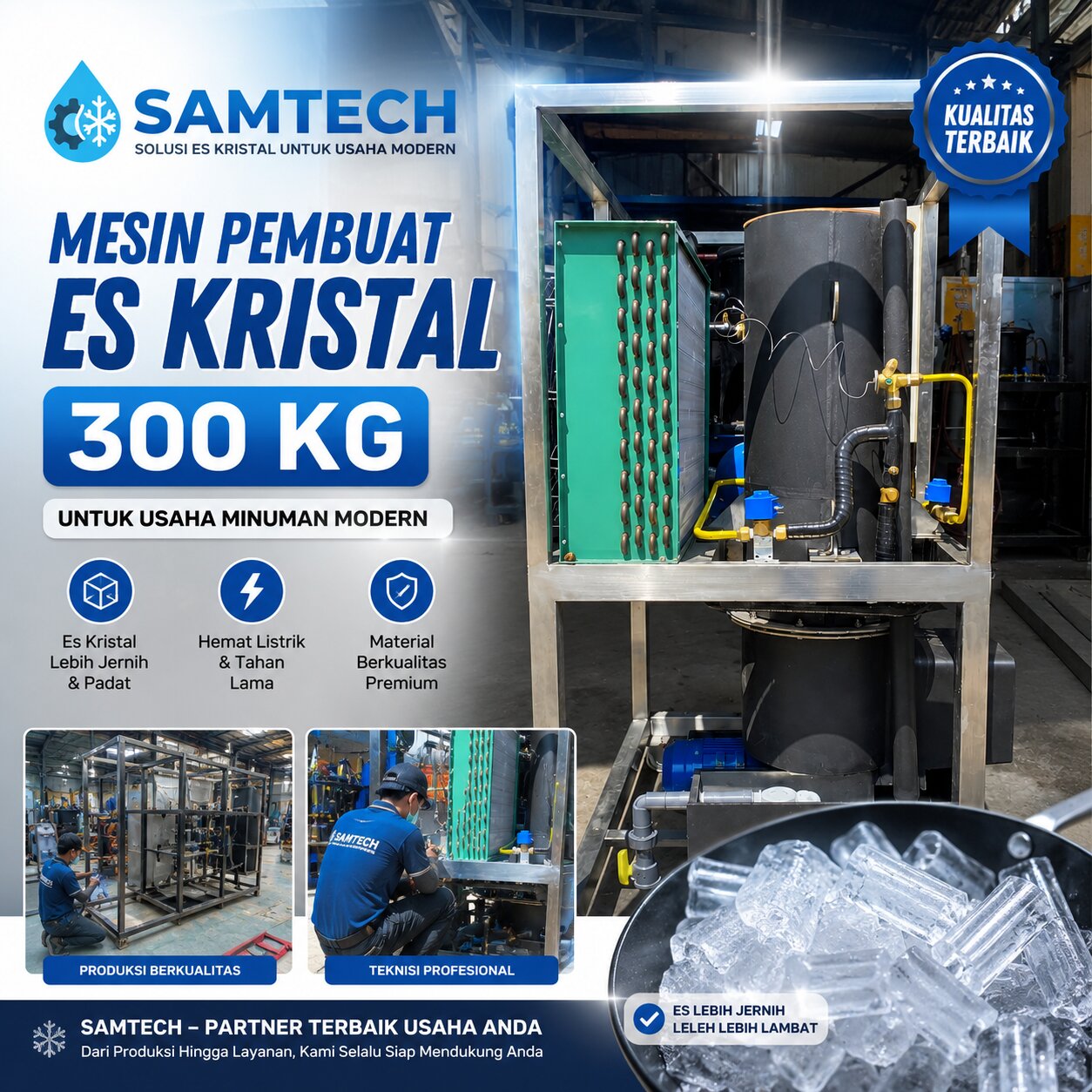 Mesin Pembuat Es Kristal 300 Kg untuk Usaha Minuman Modern