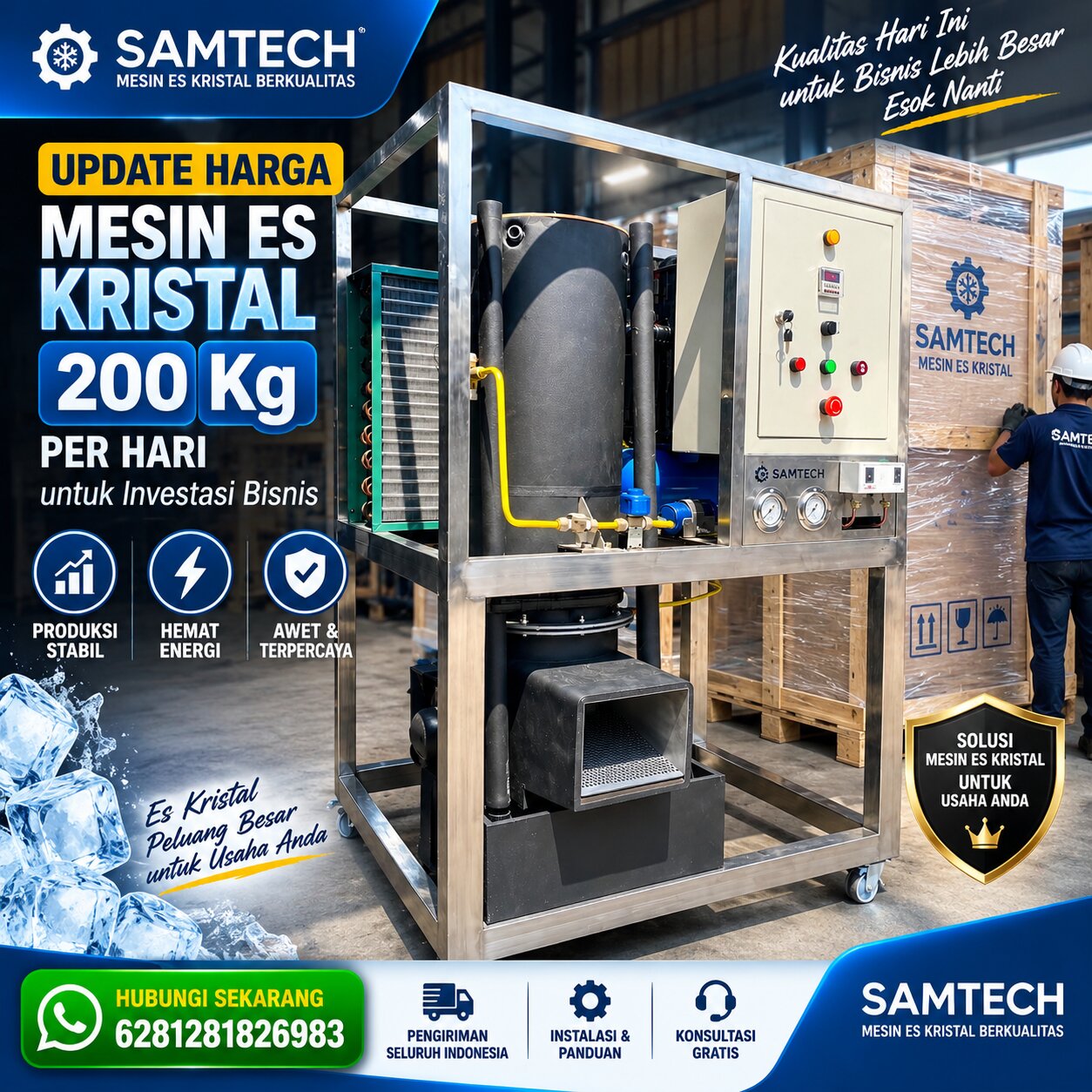 Update Harga Mesin Es Kristal 200 Kg per Hari untuk Investasi Bisnis